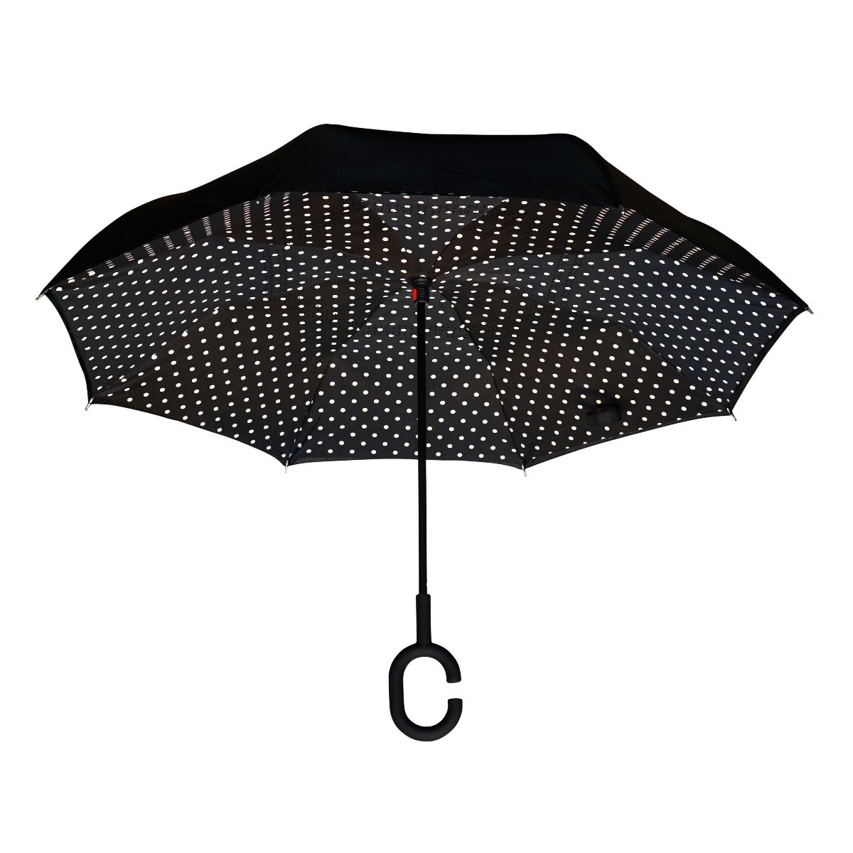 Topsy Turvy Designer Umbrellas - Drip Free Windproof - Black and White Polka Dots - Senior.com Umbrellas